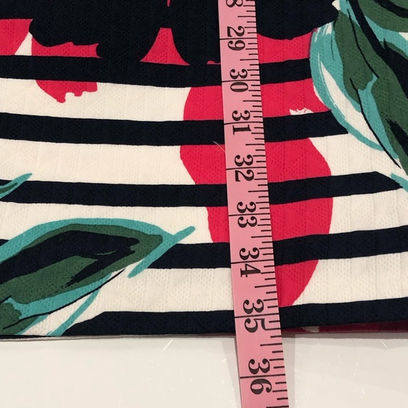 NWT ELIZA J Floral and Striped, 100% Cotton Dress with Cap Sleeves - Picture 5 of 10